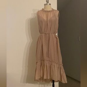 Bird & Knoll feminine dress sheer pink with slip and rope belt